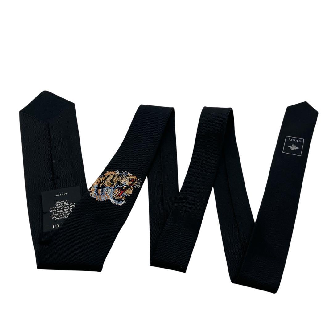 極美品・付属品完備】GUCCI グッチ ネクタイ 虎 現行タグ 箱 ブラック