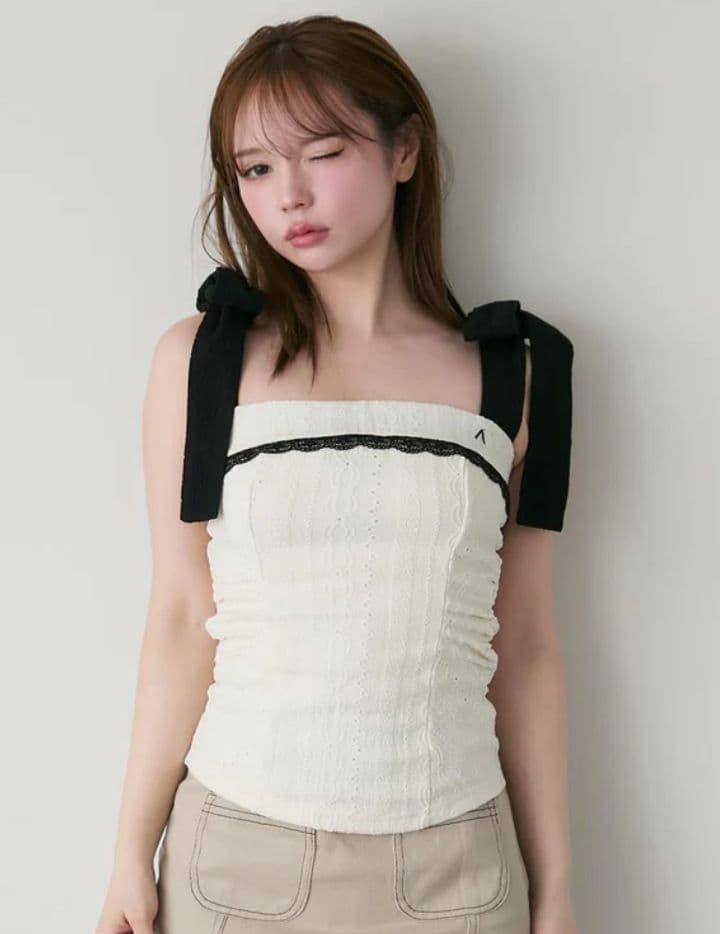 トップス andmary Samantha ribbon tops ivory mdl_1_04bb035c-e291-49a0-a531-