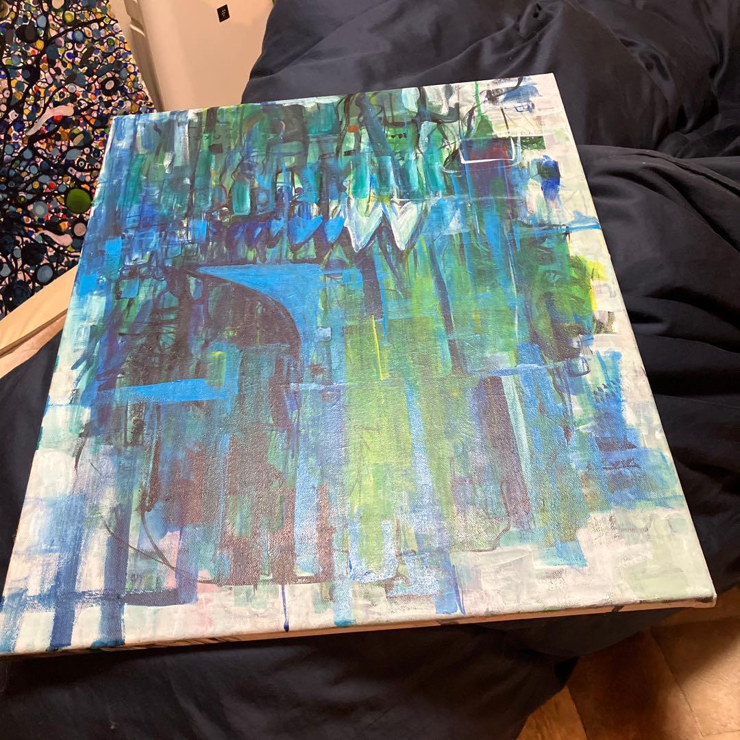 抽象アクリル画 青と緑の色合い - メルカリ