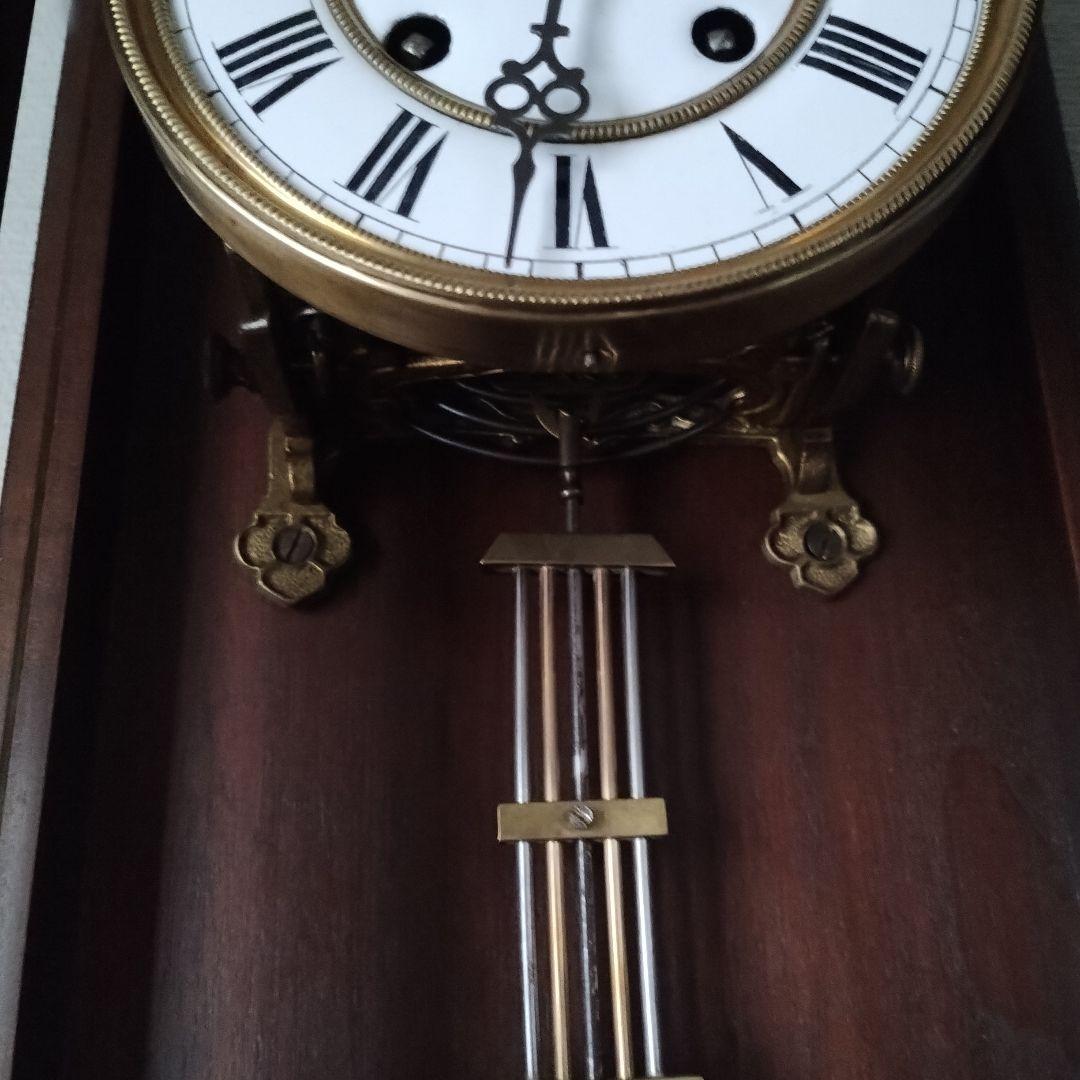 ナ*ナ様 掛時計 3面ガラス 巻き鍵付き 柱時計 ゼンマイ式