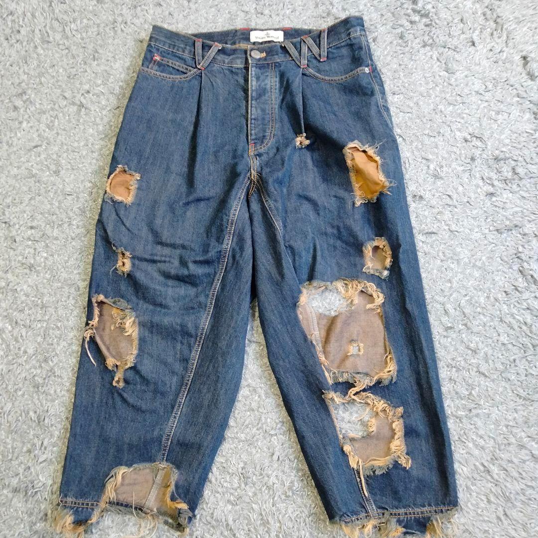 希少】ヴィヴィアンウエストウッド ディストレスト マッカ ジーンズ M