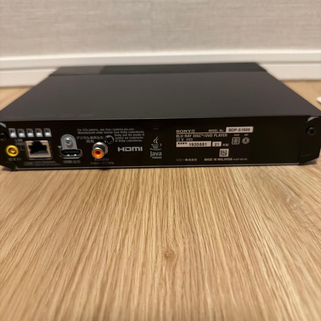 SONY ブルーレイディスク/DVDプレーヤー　BDP-S1500