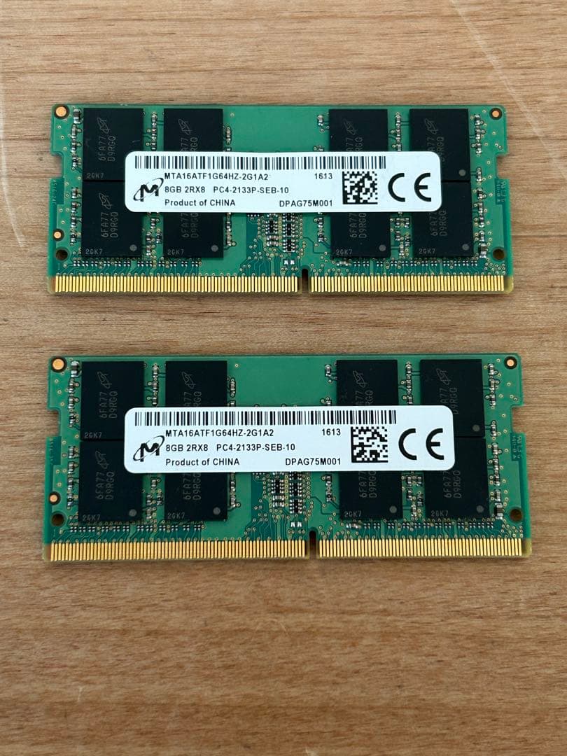 Crucial DDR4 2133MHz SODIMM 8gb 2枚