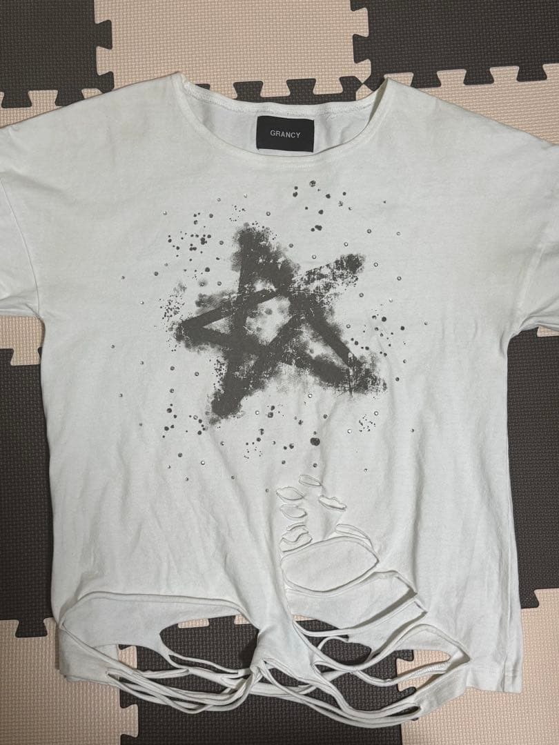 【grancy】ラインストーンデザイングラフィックダメージ ロンT GRANCY】LinestoneDesign Graphic Damage LongTee / ラインストーン