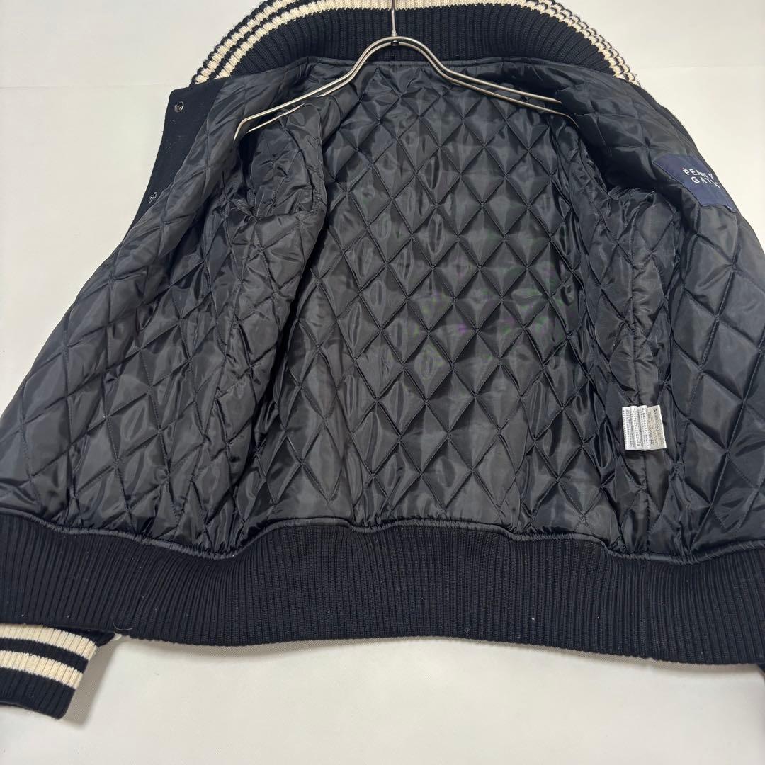 PEARLY GATES スタジャン 刺繍ロゴ 黒×白ウール×レザーの通販はau PAY