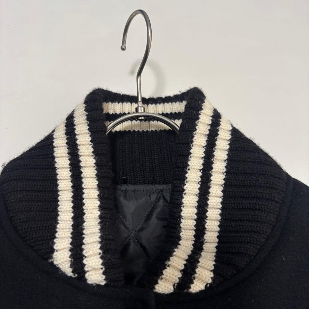 PEARLY GATES スタジャン 刺繍ロゴ 黒×白ウール×レザーの通販はau PAY