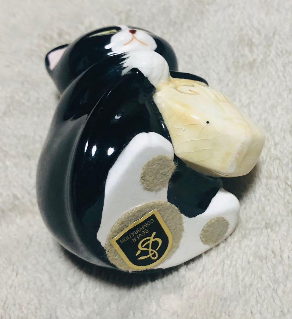 セブンコーポレーション 黒猫楽団 オーケストラ 猫 陶器 置物 ベース