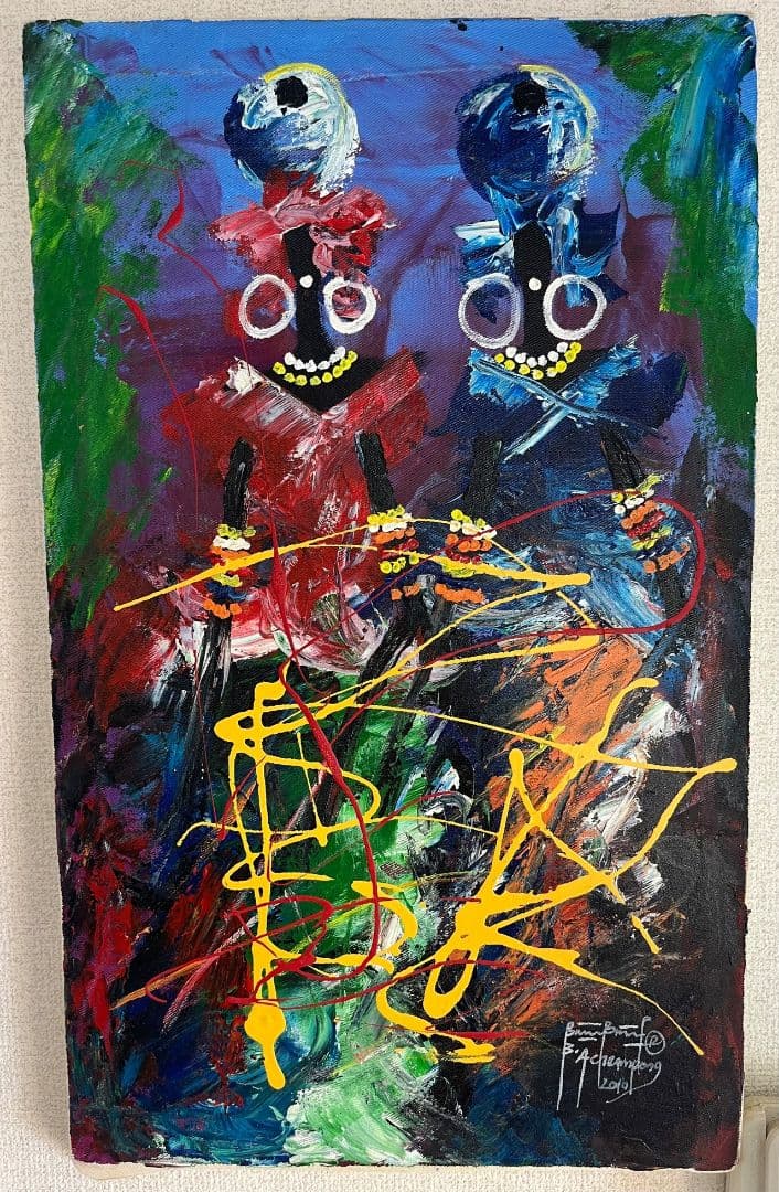 【非売品】アフリカのアーティストの油絵　 オイルドペイント　絵画　アート Amazon.co.jp: SoulSpaze ユニークなウォールアート 絵画 アーティスト