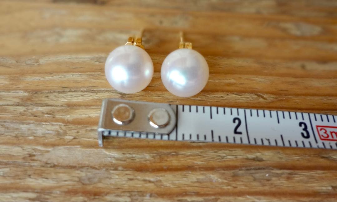 あこやパールピアス K18YG 7.5mm 証明書付 本貝