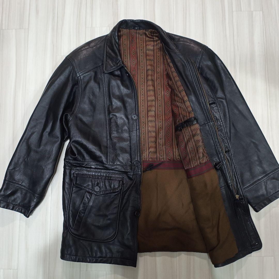 羊革】 ラムレザー カーコート ジャケット ブラック ジャケット XL
