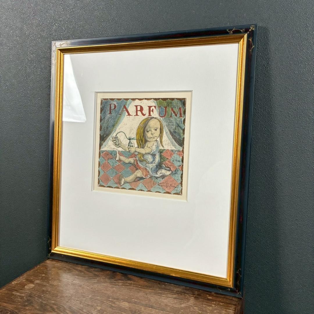 美品 藤田嗣治「香水」（挿画詩集「四十雀」より）リトグラフ