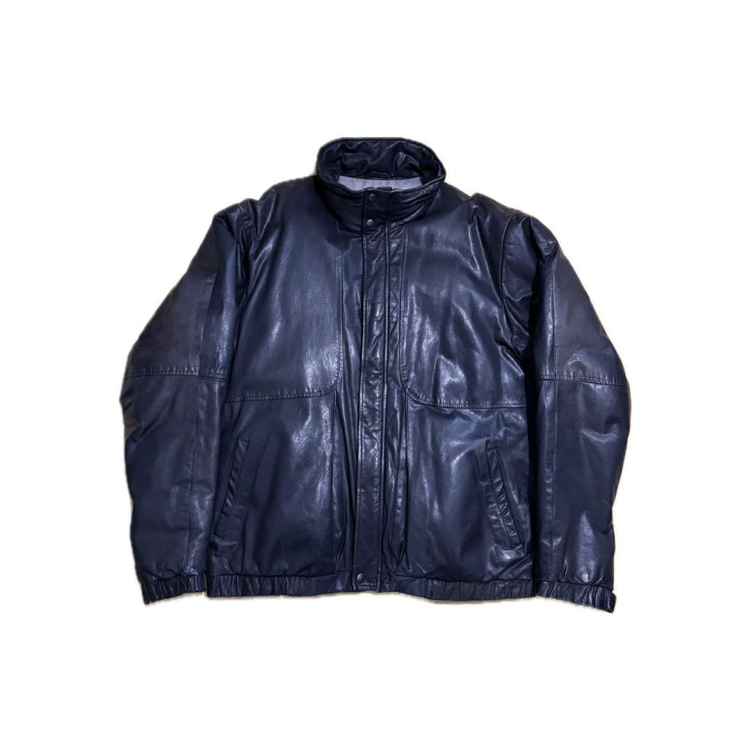 80s eddie bauer レザーダウンジャケット L ブラック - メルカリ