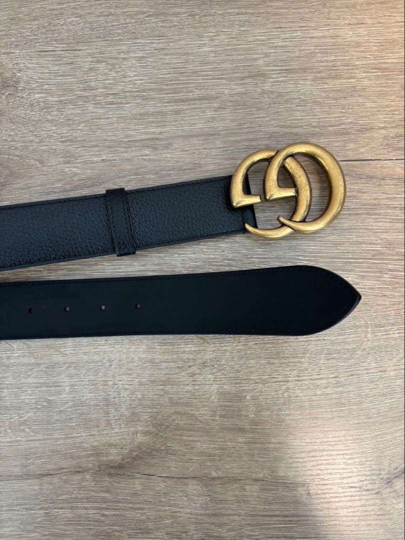 GUCCI ダブルGロゴ ベルト ブラック 85/34 - メルカリ