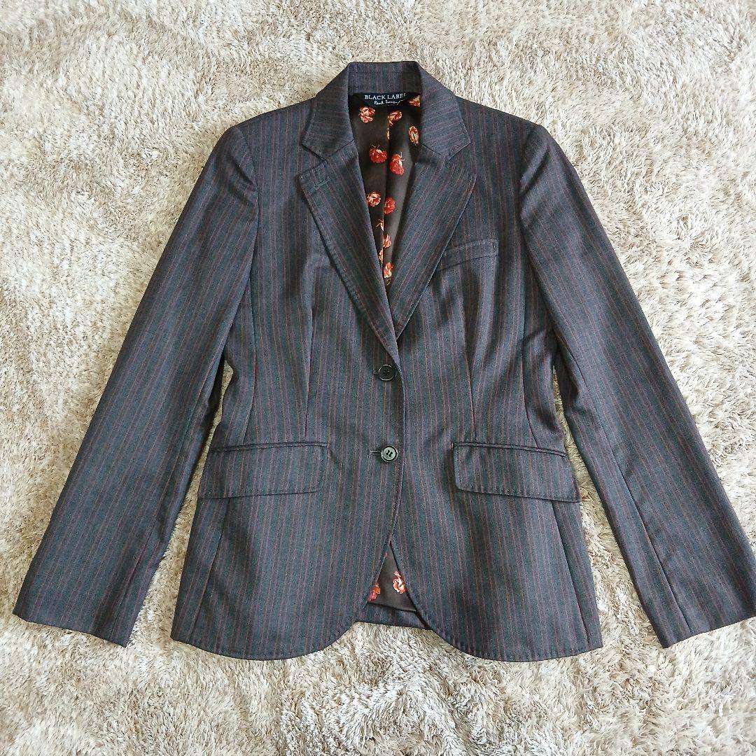 美品】 ポールスミス ブラック パンツスーツ ストライプ 裏地花柄 総裏