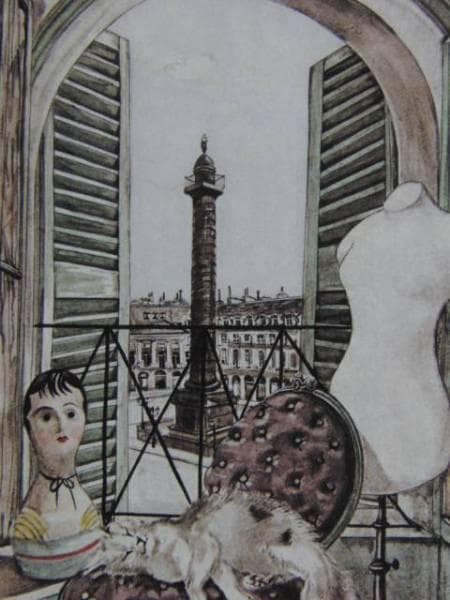 藤田嗣治、【ヴァンドーム広場】、希少画集画、新品高級額・額装付