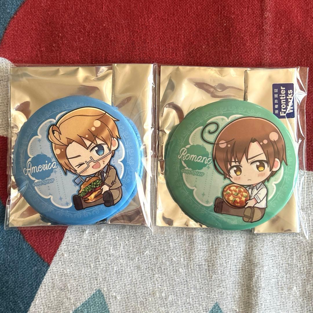 ヘタリアWorld☆Stars ぎゅぎゅっと 缶バッジ アメリカ ロマーノ