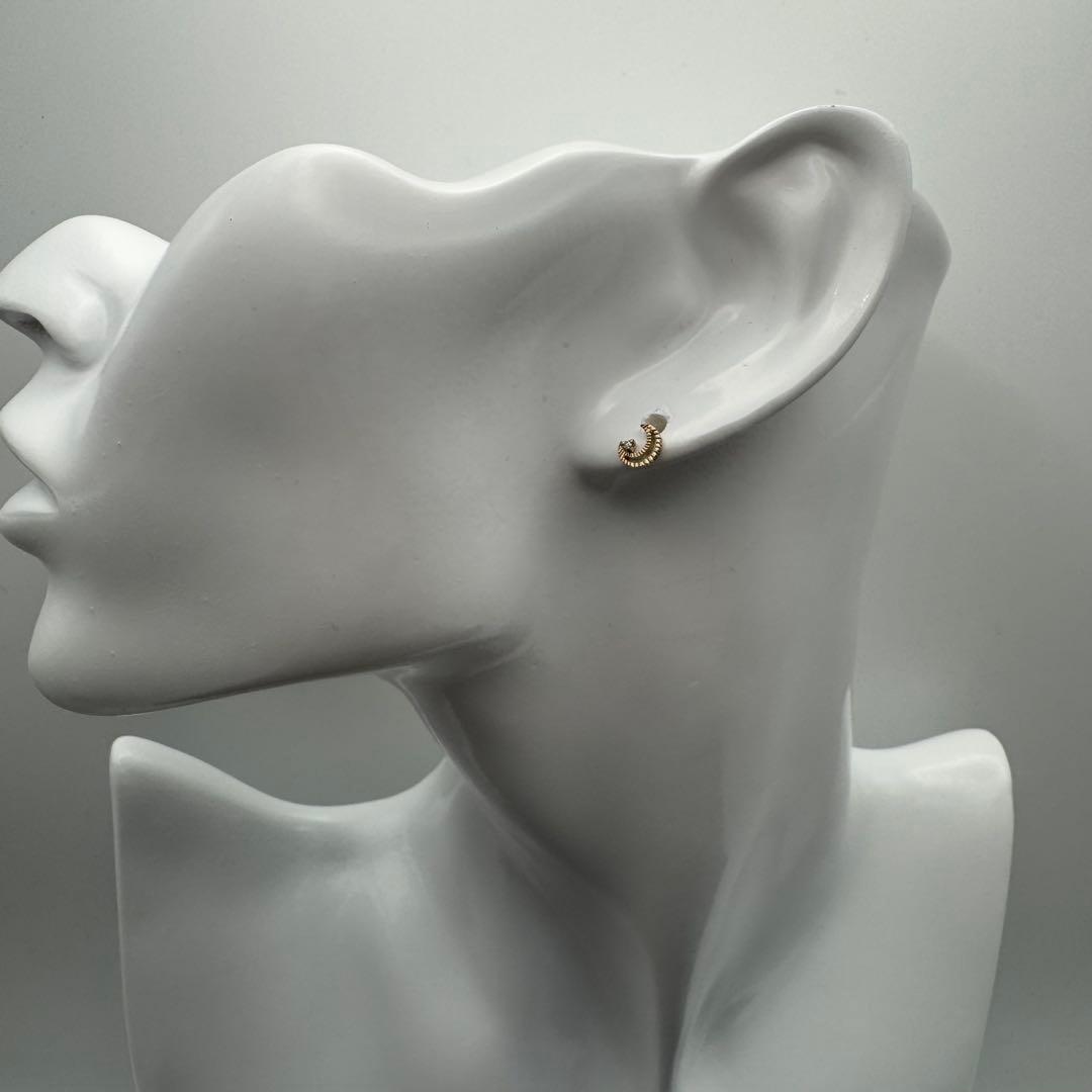 K18 天然ダイヤ 0.01ct ピアス カフェオリ 星 月 18金 資産価値◎