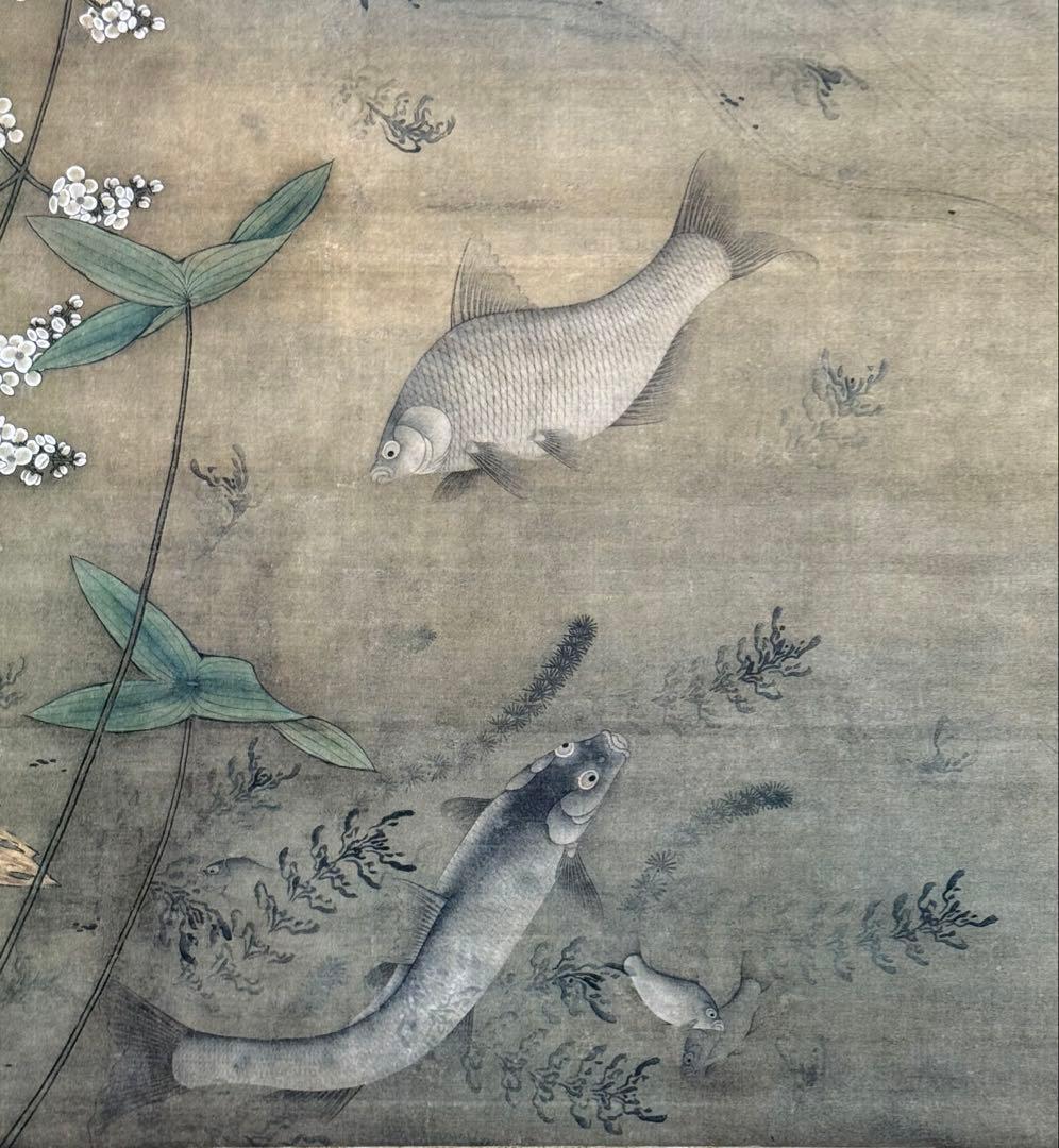 中国 明時代 繆輔 魚藻圖 絹本 原色複製 ◇検故宮博物館◇ 一鼎軒0926