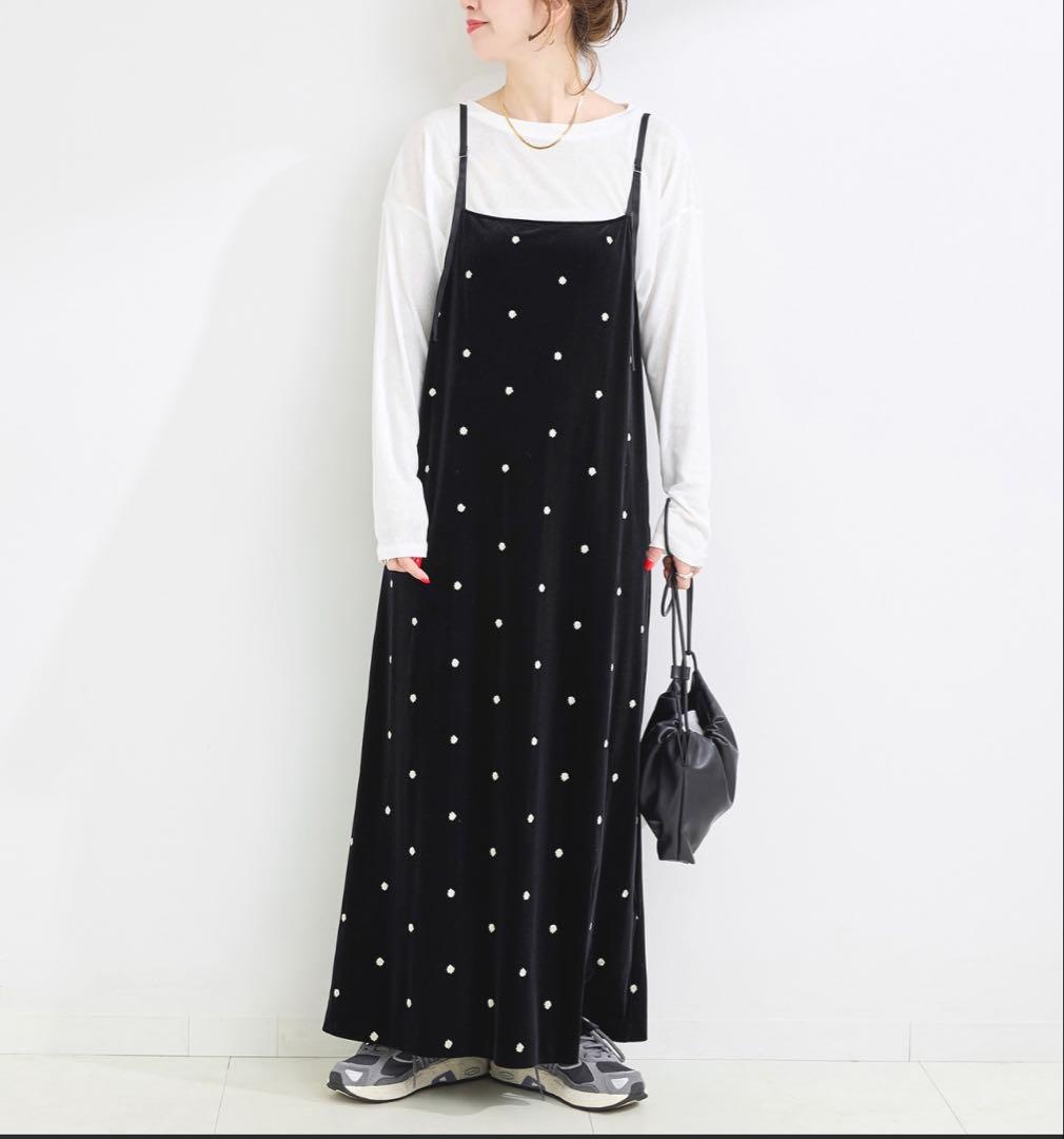 B.C STOCK ベロアフラワー刺繍ワンピース タグ付き - メルカリ