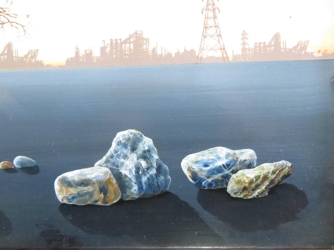 出口修　「夕ぐれと石」　油彩F6号　リアリズム　ローマ法皇絵画献納画家　１枚の繪