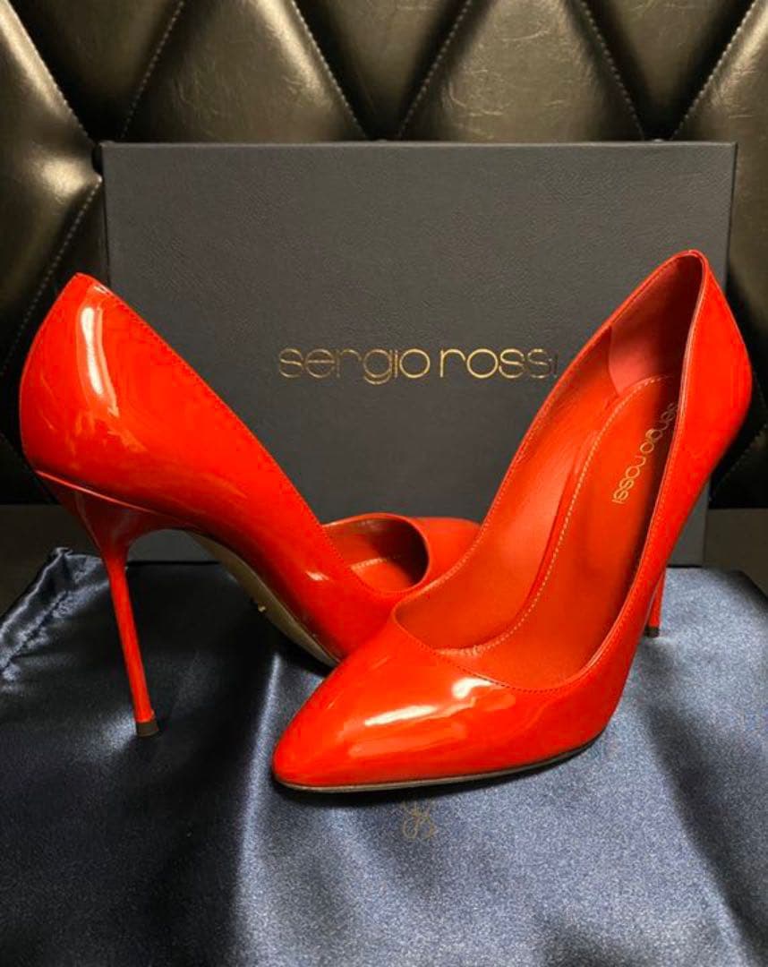 sergio rossi セルジオロッシ 赤エナメル ハイヒール 38