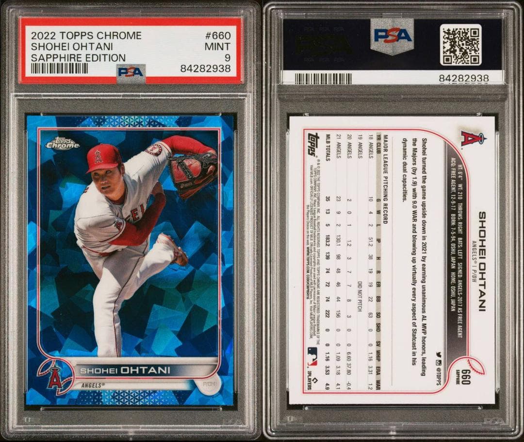 PSA9鑑定品】大谷翔平2022 Tops Chrome Sapphire