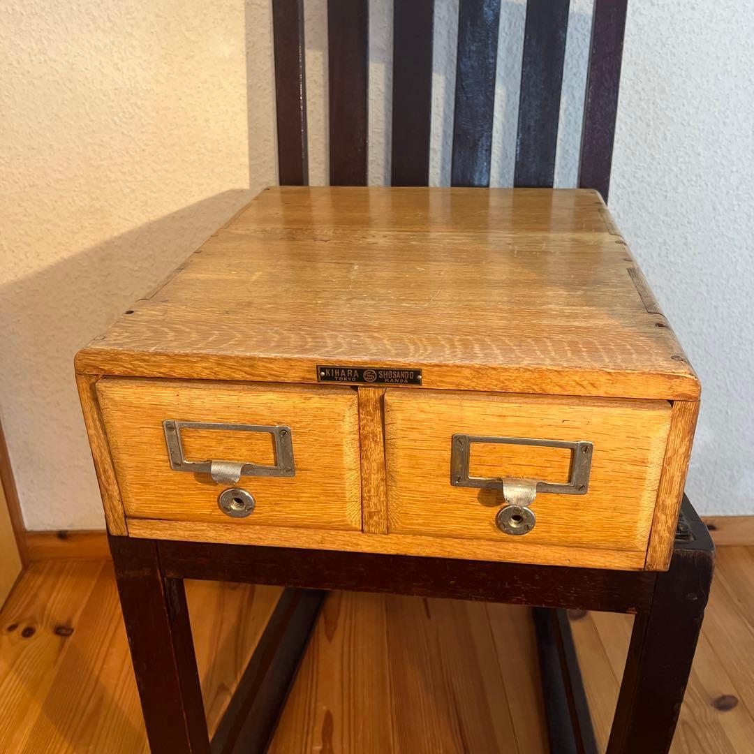 昭和レトロ アンティーク ヴィンテージ 図書館 木製カードケース 小