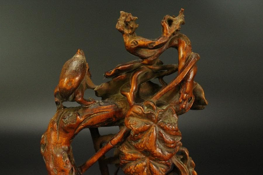 中国美術 高揚木 刻 葡萄栗鼠 置物 高7.7cm(HA383) - メルカリ