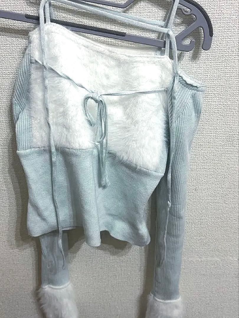 Lumignon Ribbon bust fluffy tops ライトブルー - メルカリ