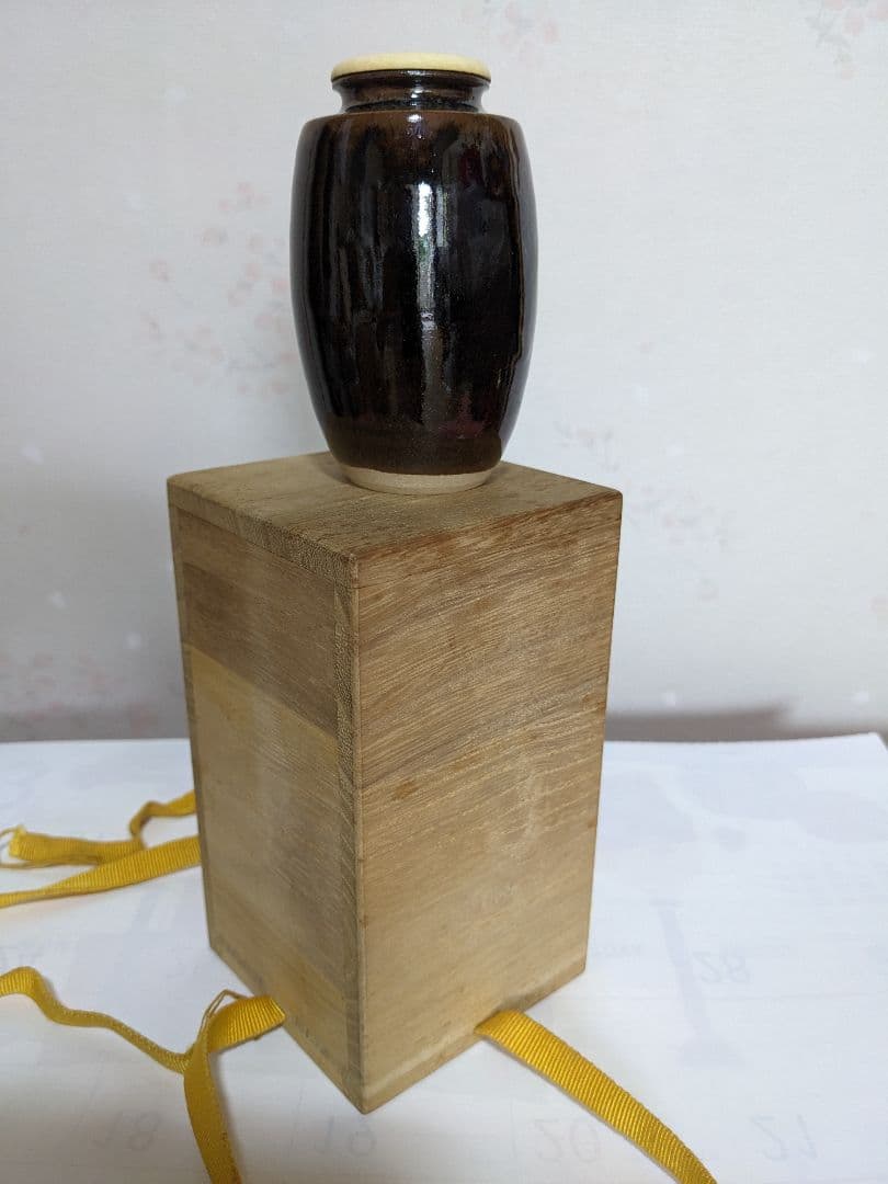 ♢茶道具 肩衝茶入 平安作 仕覆付き 薩摩間道 名物裂 共