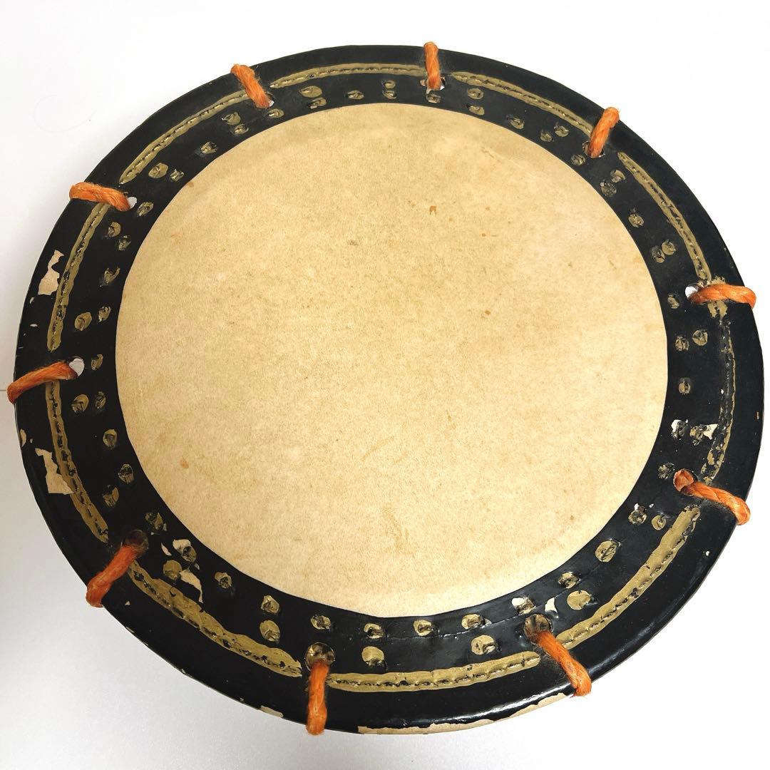 【蒔絵・金彩】締め太鼓　和太鼓 34.5cm×15cm 松絵柄