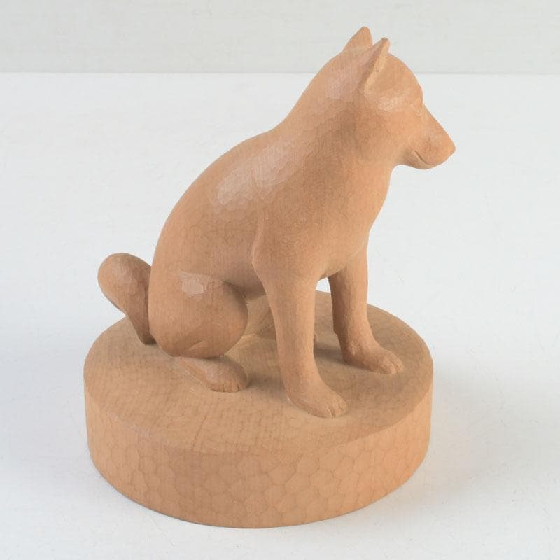 新木 氷馬 様専用富山県工芸家 得地秀生作 木彫 犬 置物 共箱 V 9559