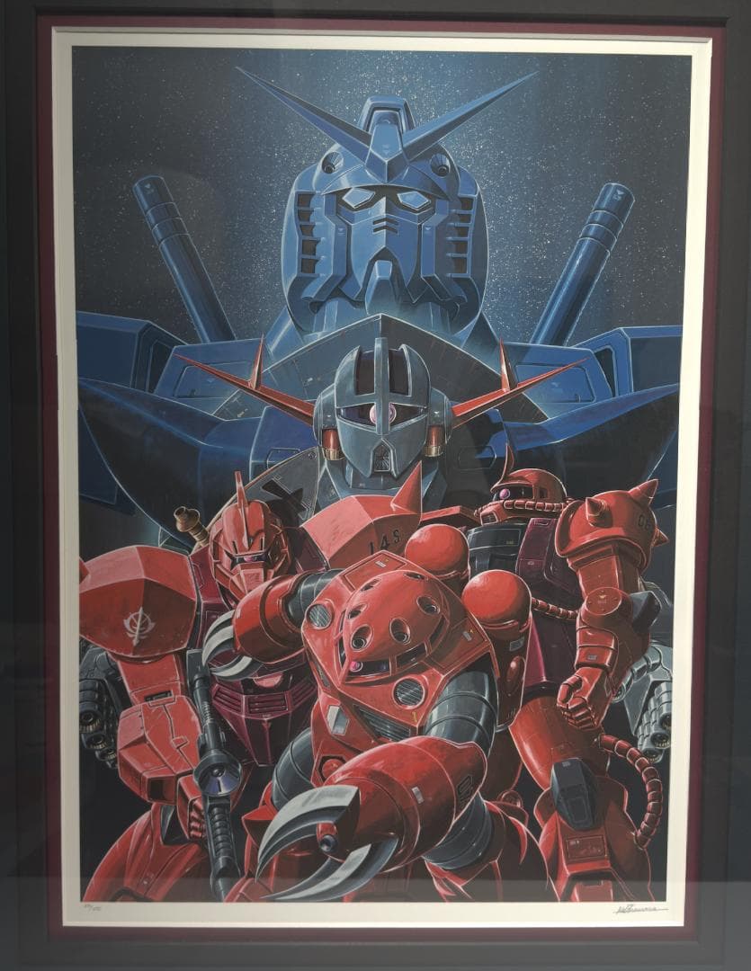 92cm特大 版画 大河原邦男 サイン入り 赤い彗星 機動戦士ガンダム 複製