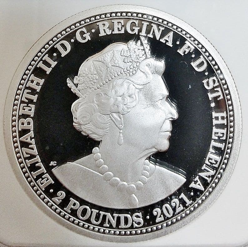 2021年 セントヘレナ スリーグレイセス 2オンス 銀貨 NGC PF69UC