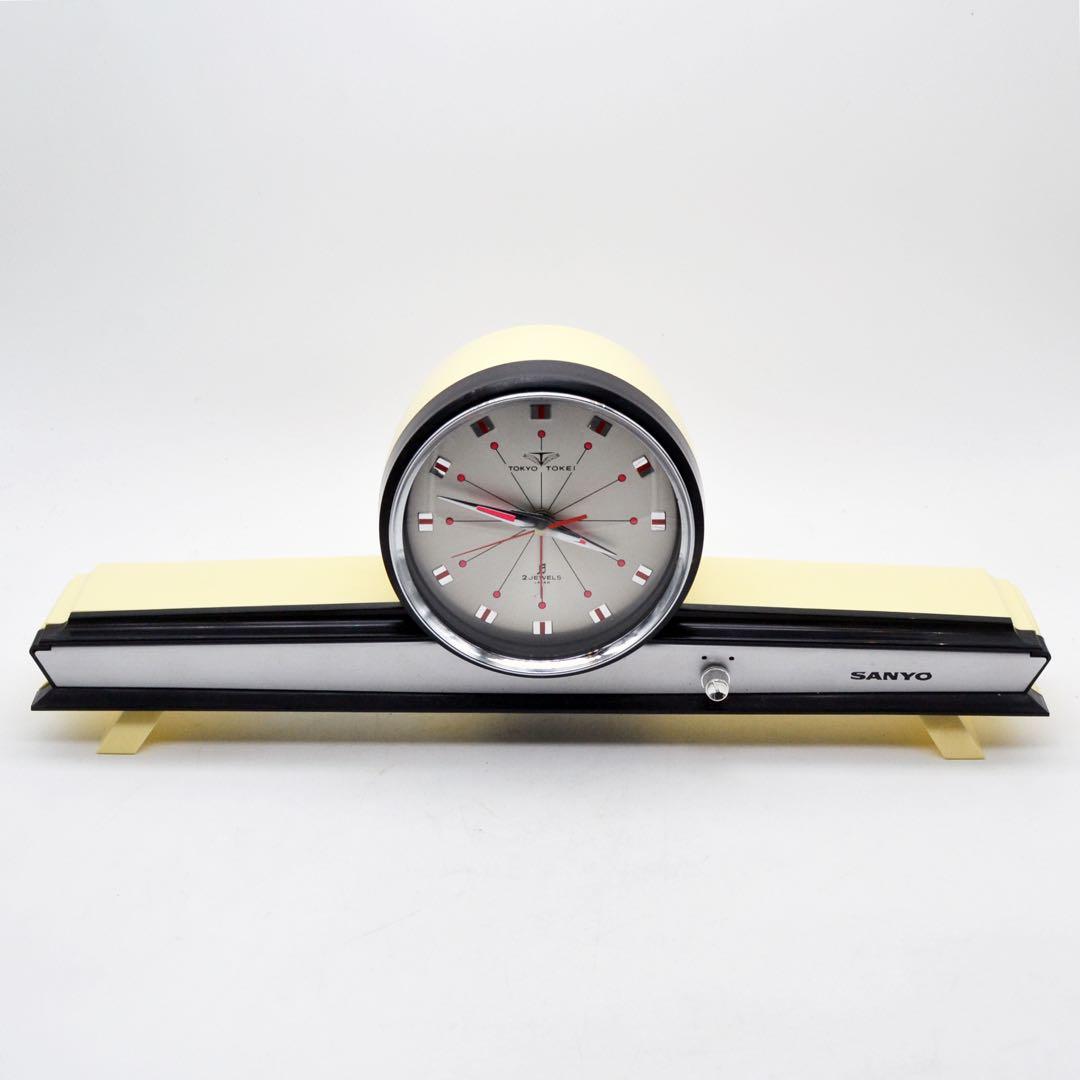 昭和レトロ　東京時計 SANYO 1969年(昭和44年)置き時計　オルゴール 東京時計・山小屋風・昭和30年代オルゴール付置き時計【三色すみれ