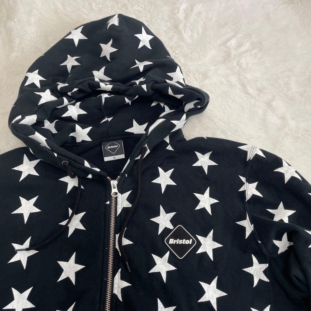 fcrbブリストル ジップパーカー スウェット 黒 総柄 星柄 スター