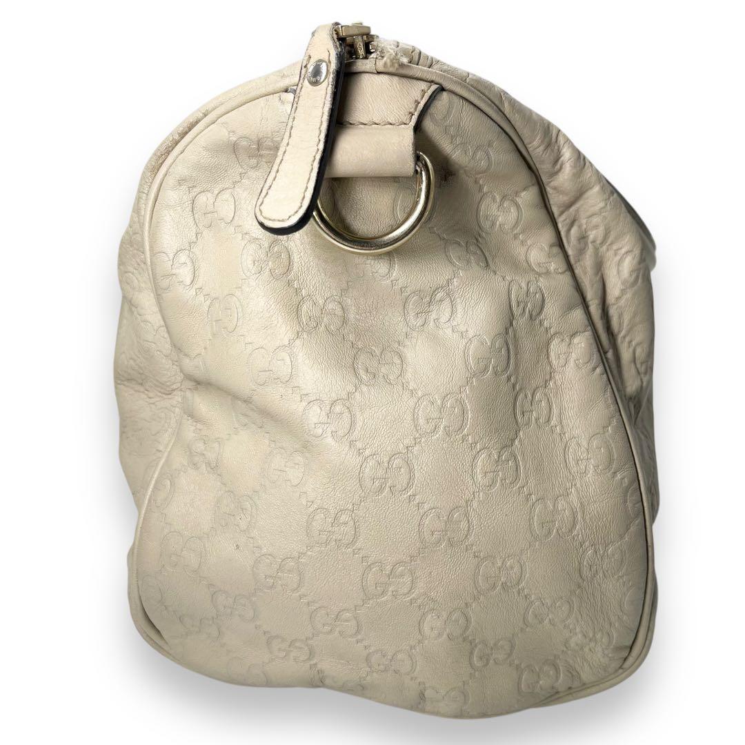 美品□グッチ ボストンバッグ グッチシマ アイボリー ハンドバッグ