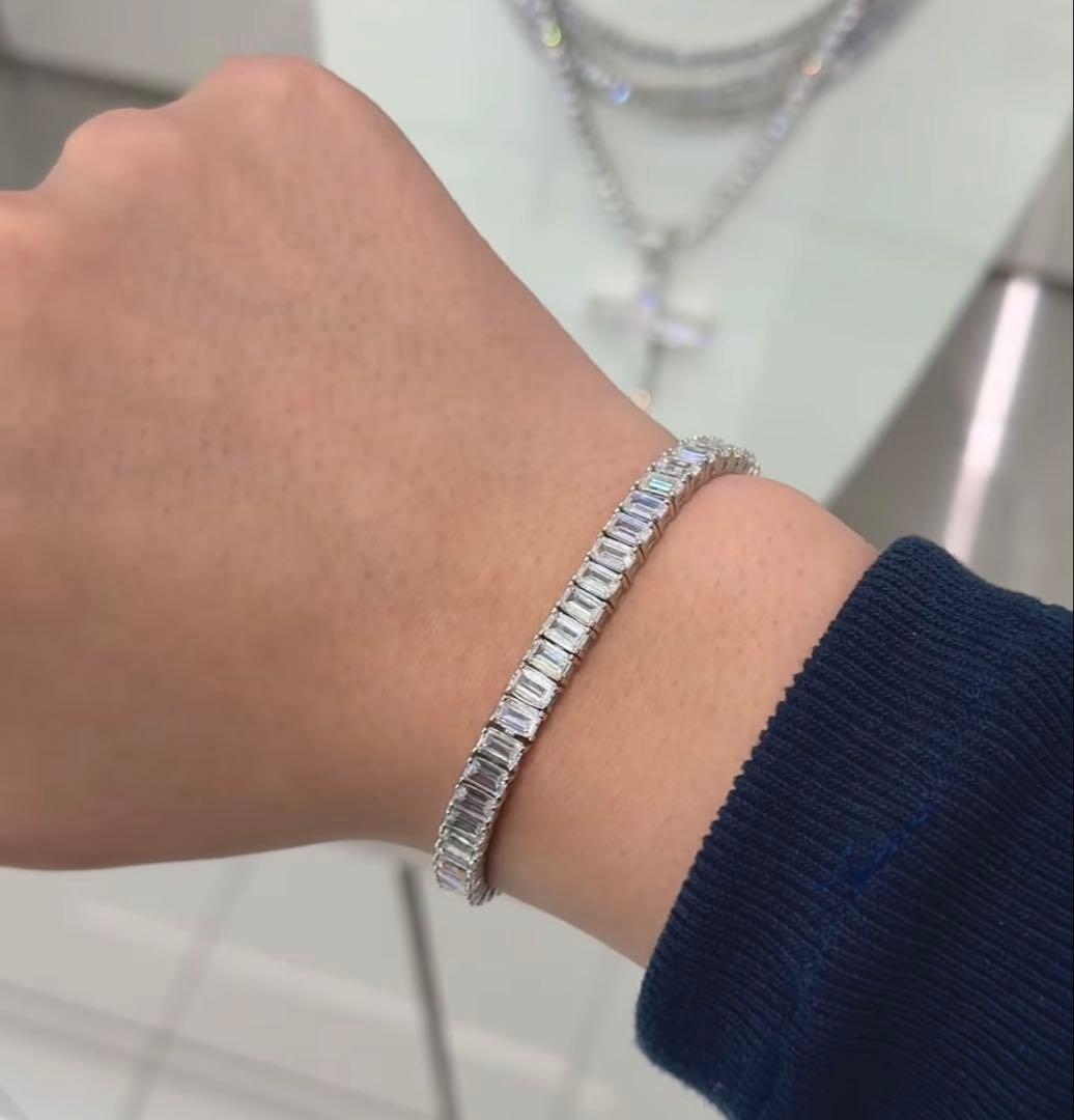 BABYTRAX エメラルドカットブレスレット シルバー 長さ18cm TB15