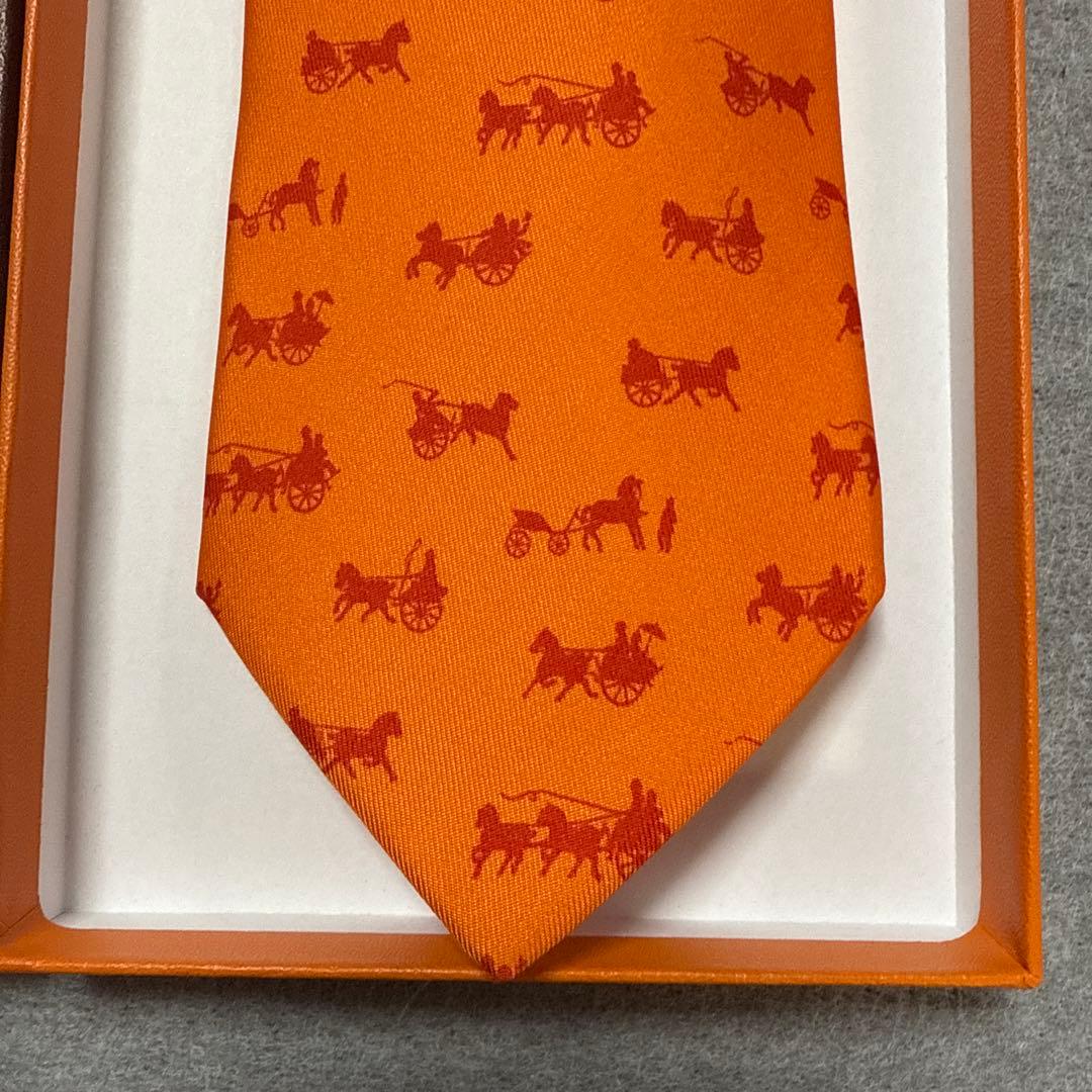 美品 エルメス ネクタイ オレンジ 馬柄 貴族 結婚式 - メルカリ