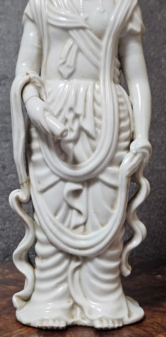 時代古作品❗】明治時代 白磁 観音立像 観音像 観音様 伝世時代箱 仏教