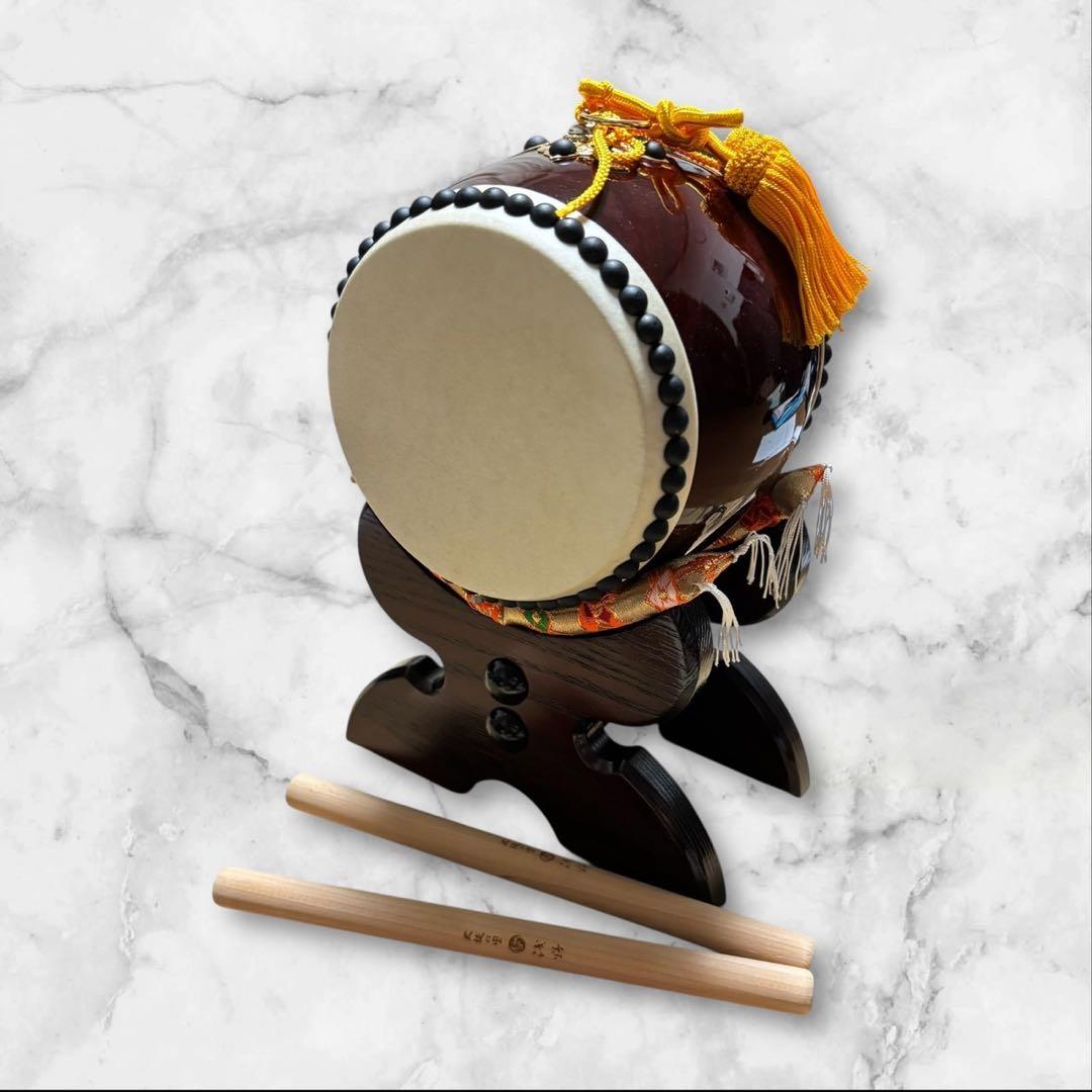 極美品】太鼓の里 浅野 ミニ 太鼓バチ2本付き 和太鼓 子ども お祭り