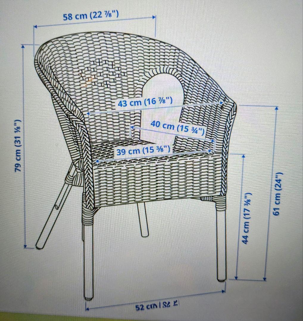 IKEAナチュラルラタンチェア クッション付き www.cosaga.com
