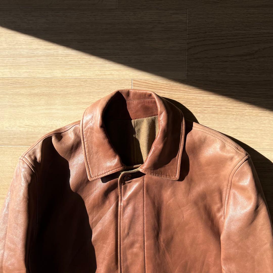 イタリア製 ヴィンテージ リバーシブル レザーコート キャメル