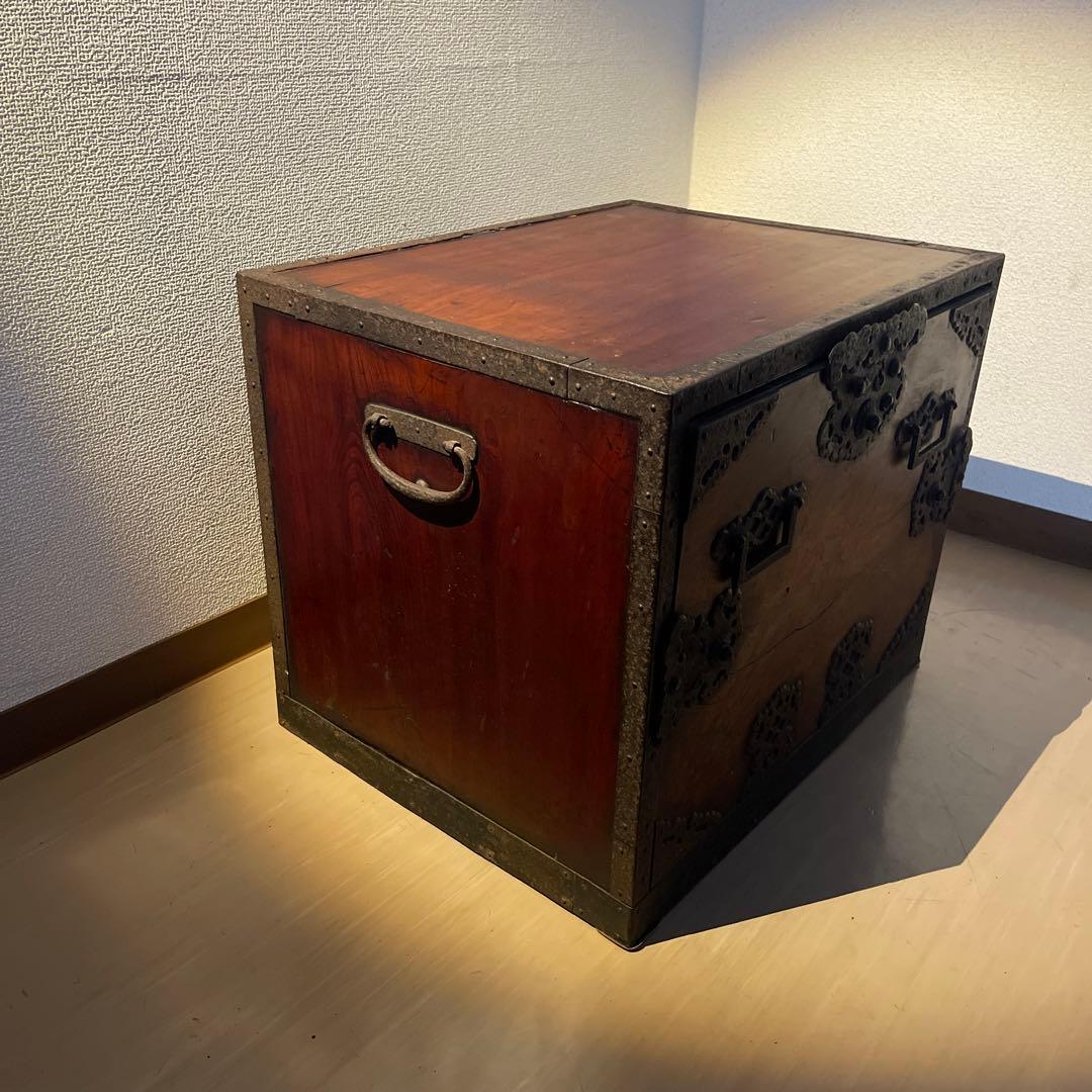 時代船箪笥 鍵付 小型箪笥 帳場箪笥 舟箪笥 古民具 箪笥 銭箱 千両箱