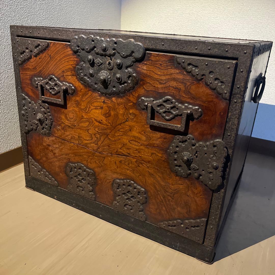 時代船箪笥 鍵付 小型箪笥 帳場箪笥 舟箪笥 古民具 箪笥 銭箱 千両箱
