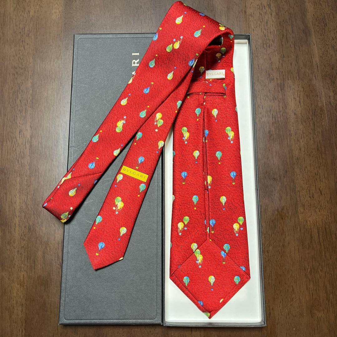 美品 ブルガリ ネクタイ 赤 気球 セッテピエゲ - メルカリ