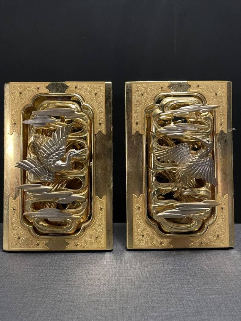 限定値下 まごころ堂 両面の木製本金箔本金紛の彫刻 手彫り 伝統工芸