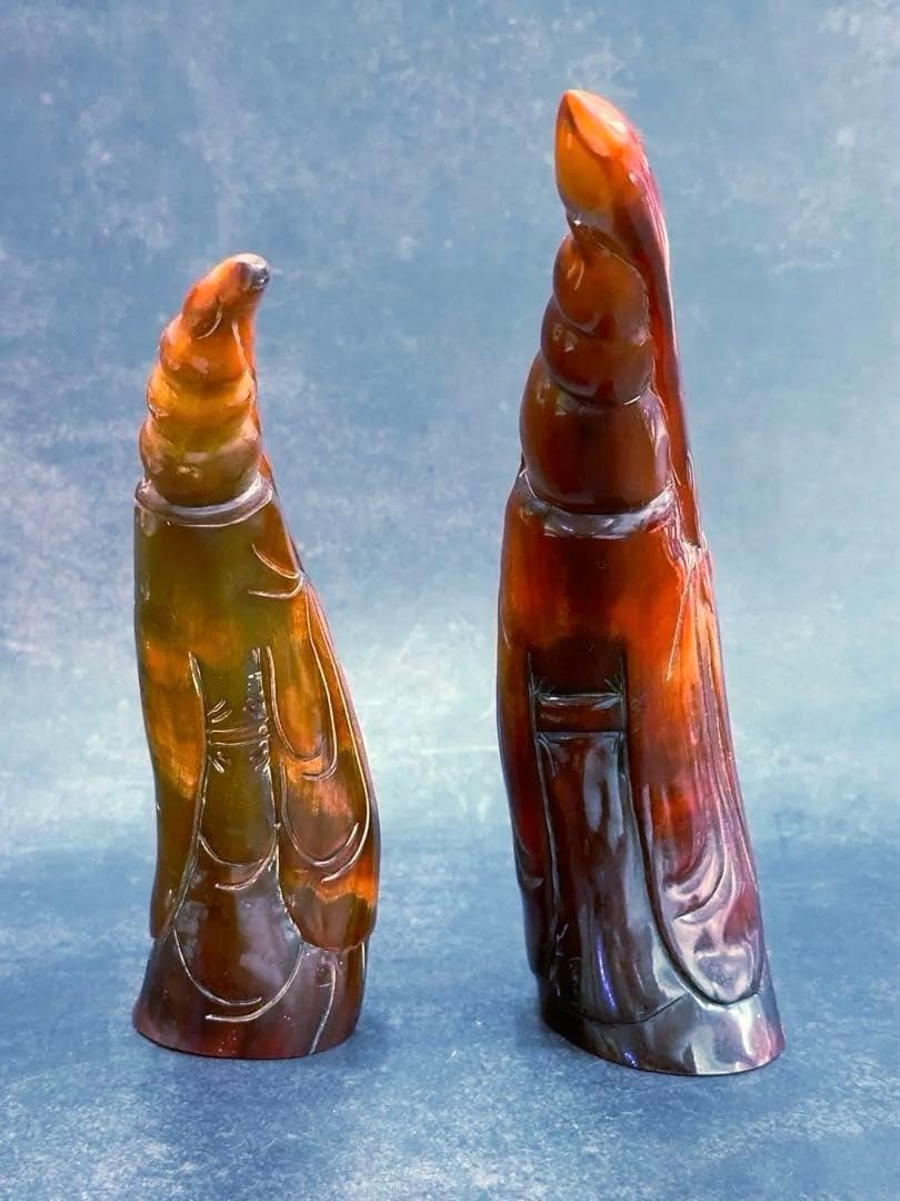 ⭐️稀少❣️美品⭐️】水牛彫刻 角製寿老人像 角製壽老翁人物 中國