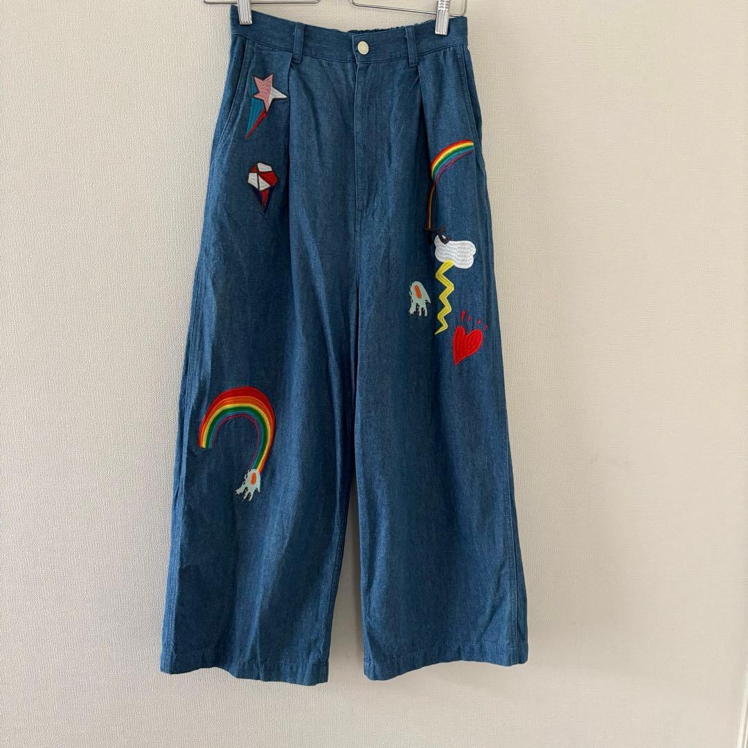 ニコアンド ツモリチサトコラボ 刺繍 デニムパンツ M - メルカリ