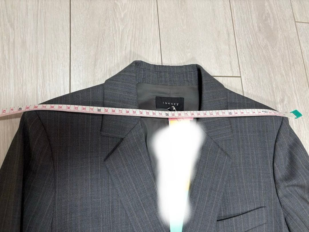 値下げ_theory _スーツ_グレー×水色ストライプ - メルカリ